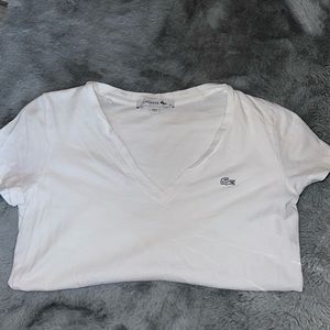 White Lacoste v-neck shirt!!